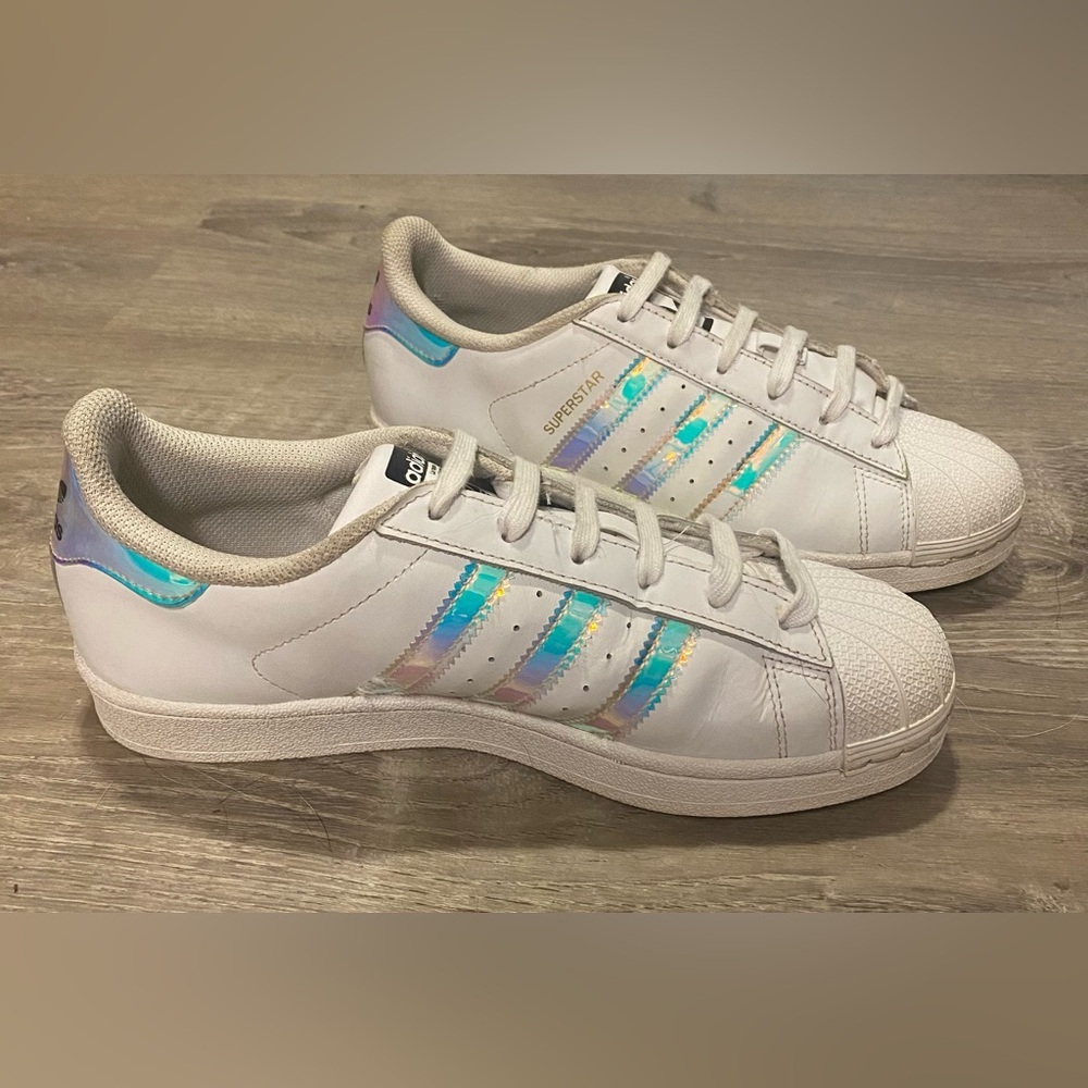 Adidas Superstar White Holographic Sneakers Shoes Size 5.5 AQ6278 - Picture 4 of 7